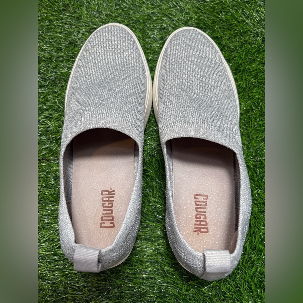 Cougar Hint Women’s Slip On Knit Sneaker-Metallic Silver Stretch Knit-Size: 8 - Picture 4 of 7